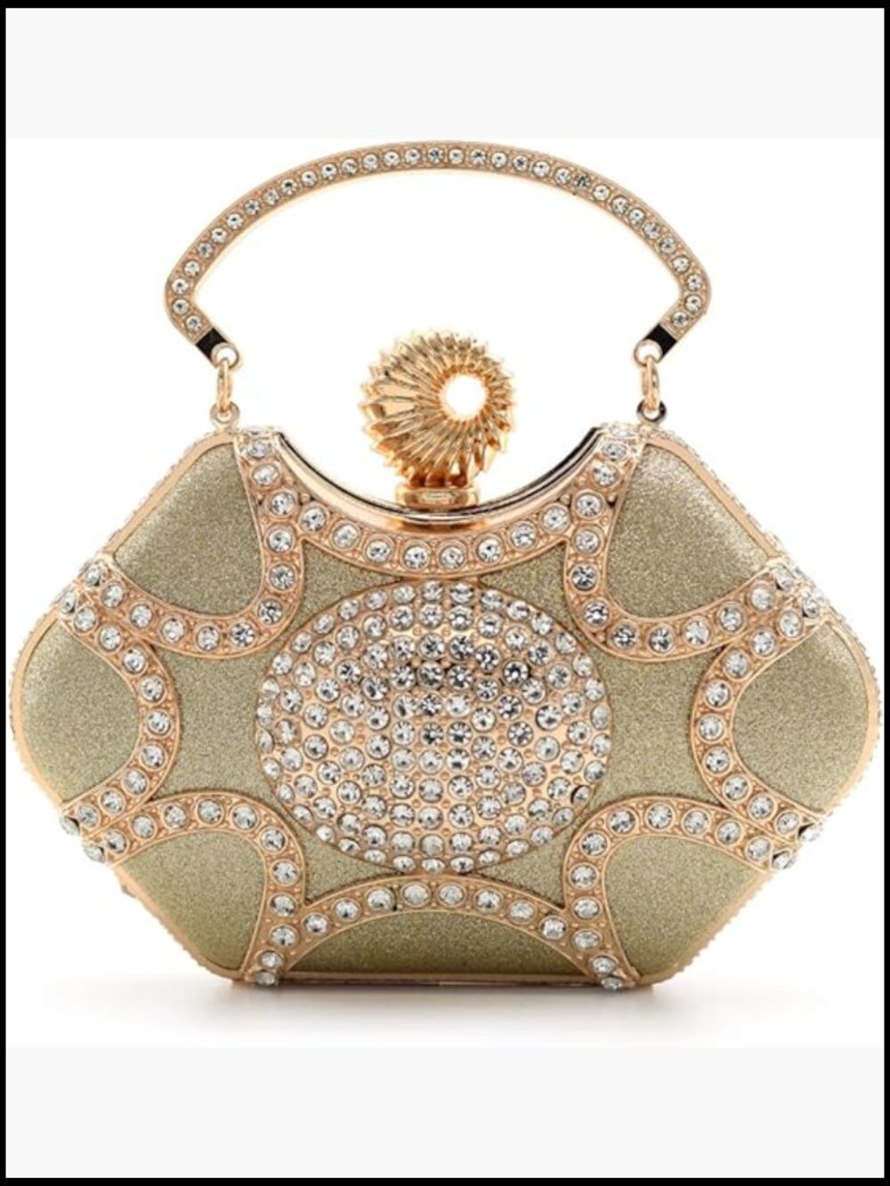 Evening Clutch Purse with Rhinestones, Metal Chain Crossbody Shoulder Bag for